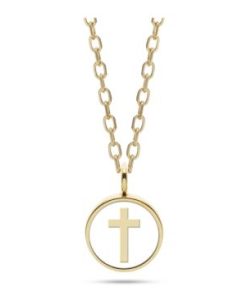 Collana Liu Jo LJ2784 dorata con medaglia croce bianca donna