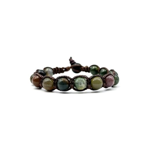 Bracciale Kenshò A805 pietra Agata Muschiata e cordoncino marrone