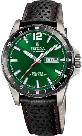 Festina F20699-3 Titanium pelle nero e verde uomo