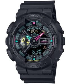 Casio G-Shock GA-110MF-1AER full black dettagli fluo