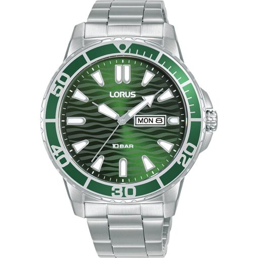 Lorus RH359AX9 Sport acciaio e verde effetto onda con datario uomo