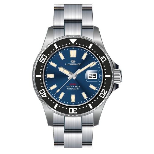 Lorenz 28185BB Diver Automatico Sub 100 mt ghiera ceramica blu