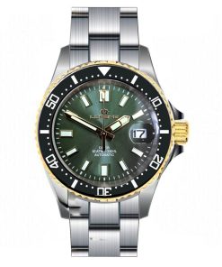 Lorenz 28185JJ Diver Automatico Sub 100 mt bicolore dorato e verde ghiera ceramica nera