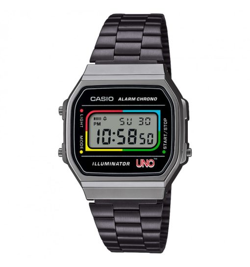 Casio A168WEUC-1AER digitale Limited Edition gioco carte UNO™ di Mattel